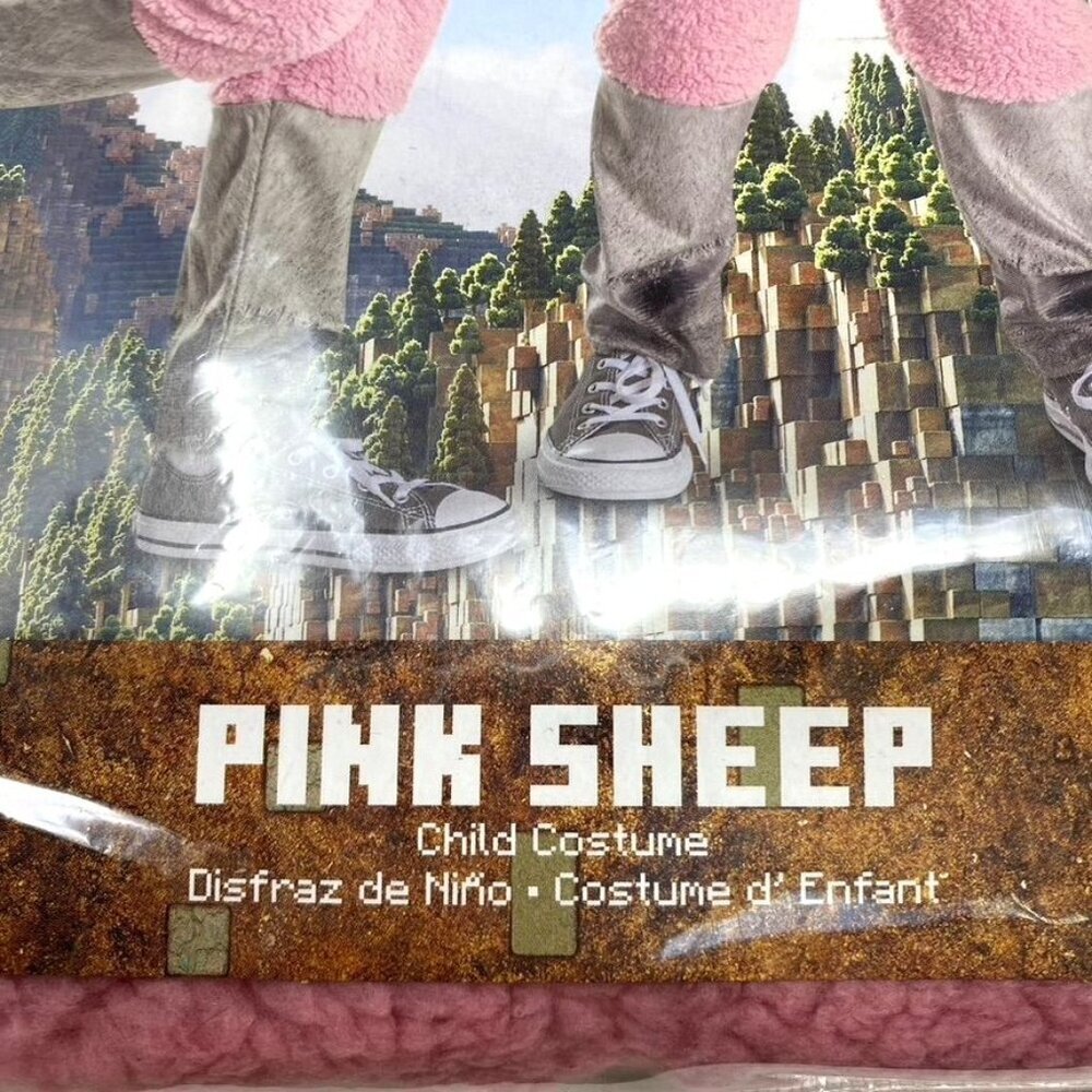 Kids' Minecraft Movie Sheep Unisex Classic Costume Jumpsuit Pink Small Or Large - Picture 3 of 10